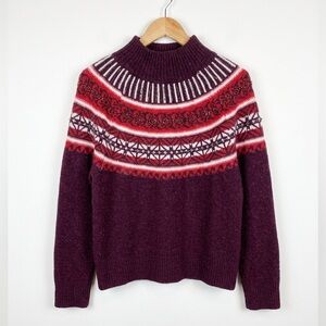 Rachel Zoe NWOT Fair Isle Marled Burgundy and Pink Knit Sweater Comfy Stretchy